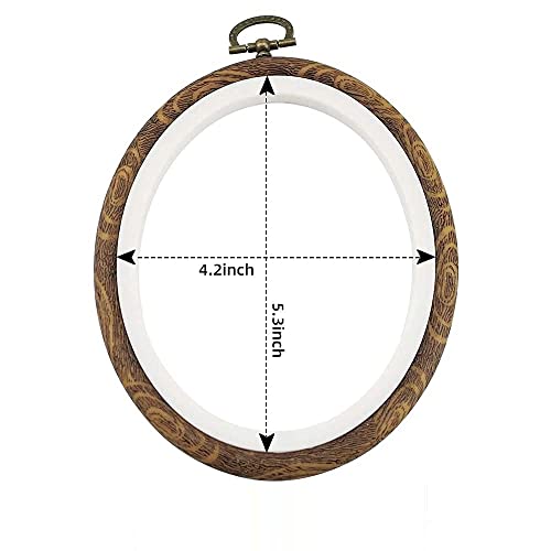 GuoFa Oval Embroidery Hoops 5PCS – 5 x 4 Inch Resin Imitation Wood Hoops for Cross Stitch, Sewing & Needlework – Vintage Decorative Frames for Crafts & Display - Image 5