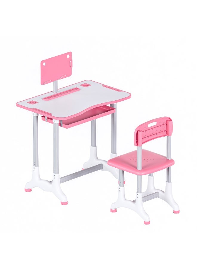 DubaiGallery Modern Ergonomic Design Adjustable Height Student Desk Chair with Storage Drawer Lamp Book Holder Study Reading and Drawing Workstation Table Desk and Chair Set Kid Furniture 70x45.5x70 & 34x37x72 cm - Image 1