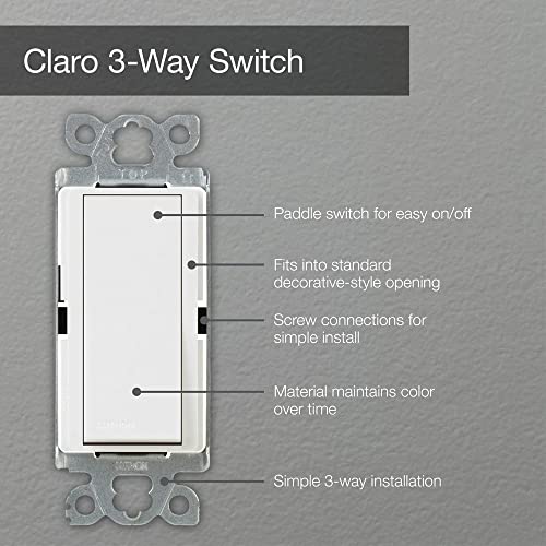 Lutron Claro On/Off Switch, 15-Amp/3-Way, CA-3PS-BL, Black - Image 4
