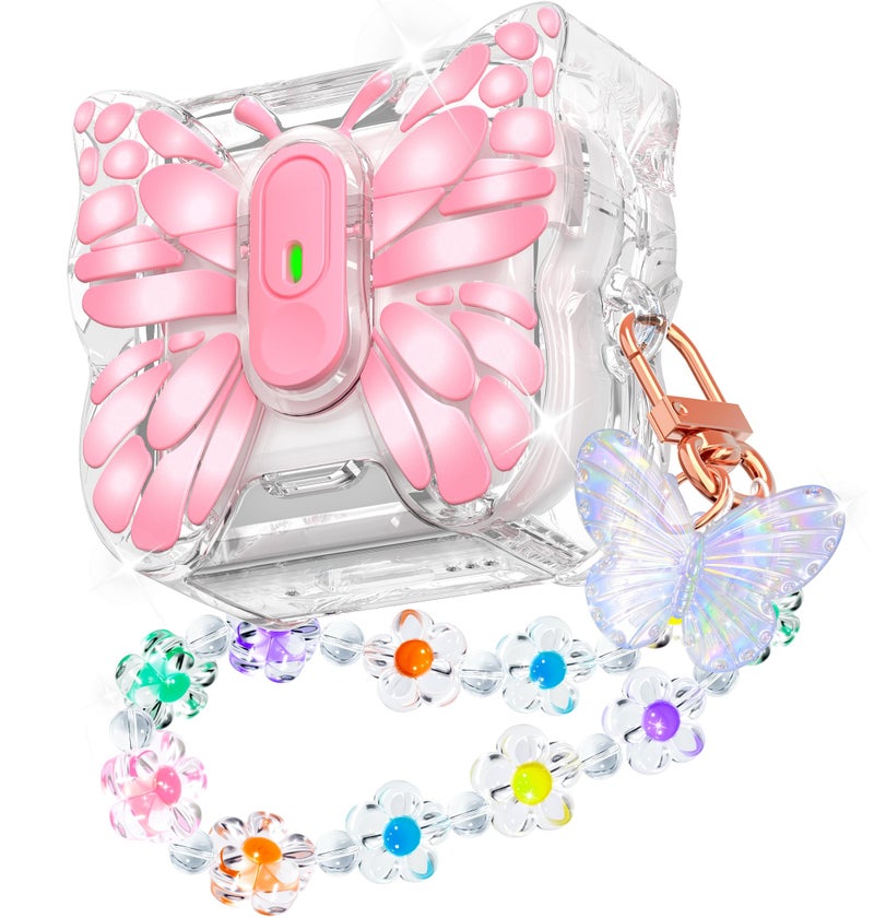 R-fun for AirPods 4 Case Butterfly Artistry - Auto Pop-Up Lid & Kickstand Function, Military-Grade 360Â° Protection with Beautiful Bracelet & Cleaning Kit for AirPods 4th Gen 2024 - Image 1