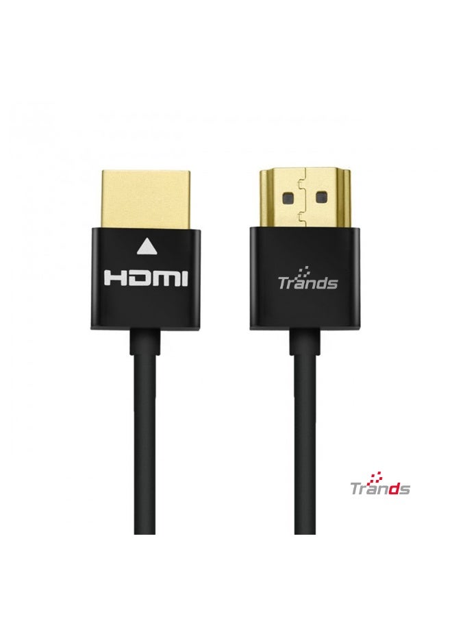 Trands Ultra-Slim HDMI 2.0 Male to Male Cable (4K UHD, 60Hz, 3D, ARC, 24K Gold-Plated, 1m) - Black | CA3149 - Image 1