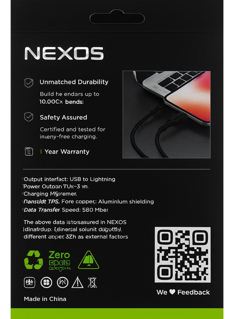 NEXOS USB to Lightning Cable [MFI certified] 1m Fast Charge & Data Sync - Image 3