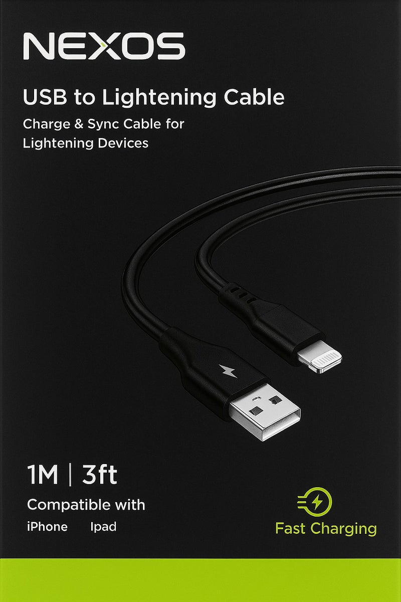 NEXOS USB to Lightning Cable [MFI certified] 1m Fast Charge & Data Sync - Image 2