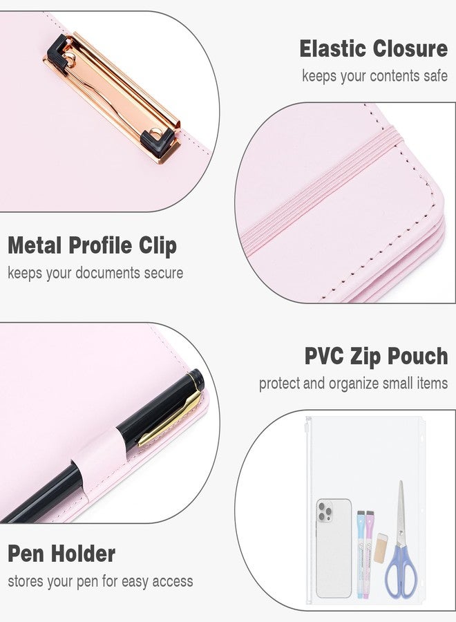 Eyrozill Portfolio Leather Binder with Clipboard, 5 Sheets Folder Dividers，Professional Leather 3 Ring Binder Organizer 8.5 x 11 for Business, Interview, Resume Storage, 2-inch Rings, Pink - Image 5