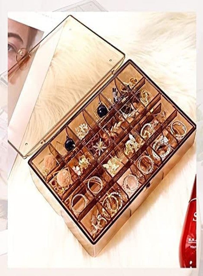 GS E-Com 2-Layer Acrylic Jewelry Storage Box, 24-Grid Organizer with Lid, Portable Case for Earrings Necklaces Bracelets Rings, Multicolor - Image 1