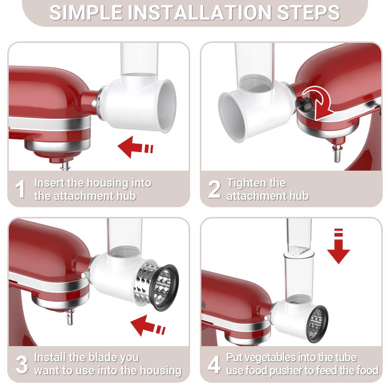 Cofun Slicer Shredder Attachment for Kitchenaid Stand Mixer, Cofun Shredder Accessories, Mixer Assecories for Kitchenaid Mixer, Cheese Grater Attachment for Kitchenaid with 3 Blades - Image 4