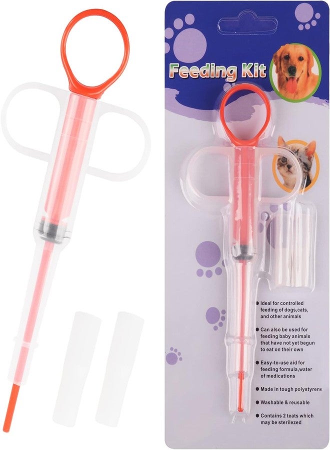 VALUEVIBES Dog& Cat Medicine Feeder - Portable Medical Feeding Tool for Cats & Dogs | Reusable Cat Pill Dropper with Soft Piller Tip | Puppy Tablet Feeder & Medicine Shooter (RED) - Image 1