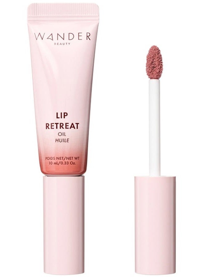 Wander Beauty Lip Retreat Oil - Skinny Dip (Nude) - 4-in-1 Tinted Oil + Moisturizing Gloss with Avocado, Vitamin E and Rosehip - Hydrating Care for Dry Lips - 0.33 fl oz - Image 1
