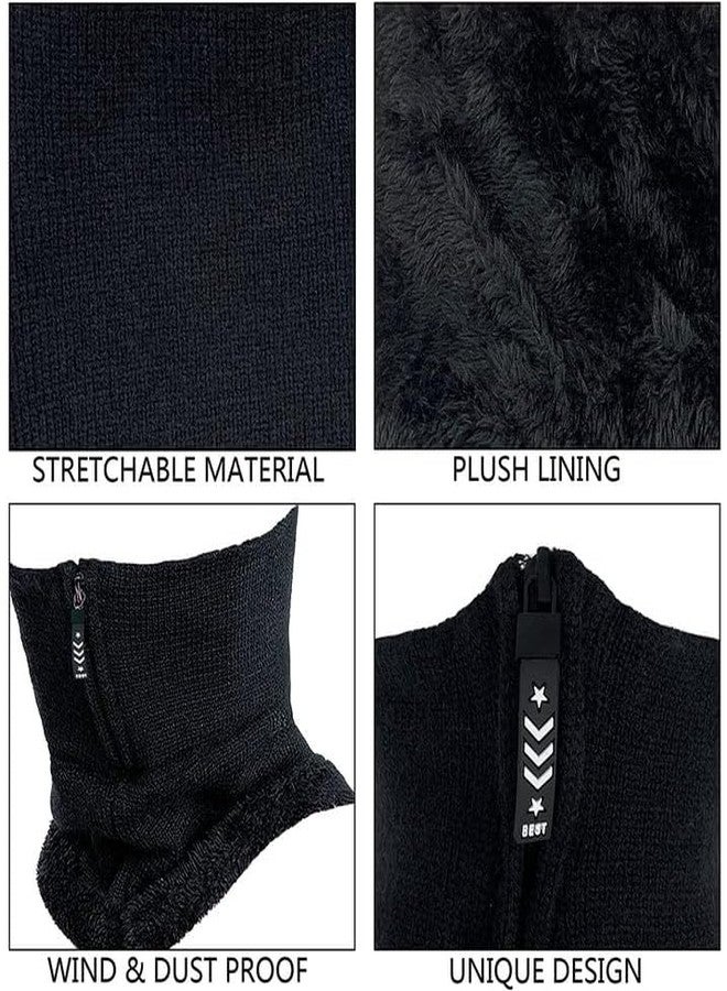 VORTEXA قبعة شتوية من الصوف المحبوك من VORTEXA، قبعة بالاكلافا بسحاب، مقاومة للرياح، دافئة، تغطي الوجه بالكامل، مزودة بغطاء رأس، تحمي الأذنين، مناسبة للثلج والهواء وركوب الدراجات والتزلج، غطاء حراري للوجه، قبعة شتوية، وشاح، طقس بارد - Image 5