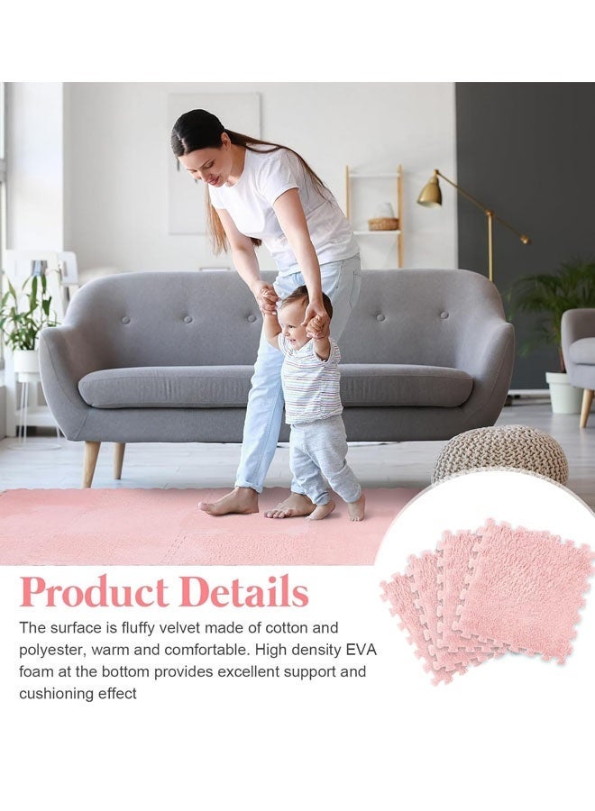 Foam Play Mat 30x30x1cm Puzzle Play Mats Floor for Kids Soft Plush Interlocking Foam Mat Set with Edges for Floor Protection Yoga Fitness Workout Mats kids Play Mats (pink) - Image 5
