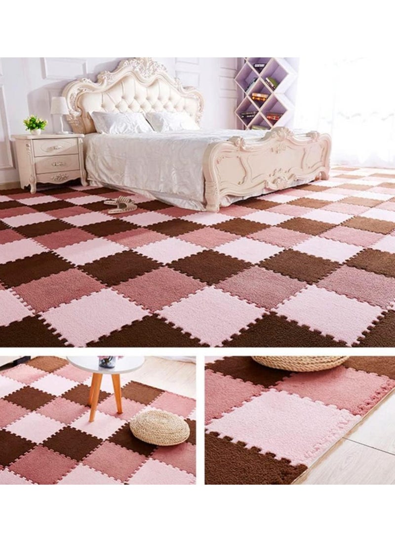 ماركة غير محددة سجادة لعب من الفوم 30×30×1 سم، سجادة لعب ألغاز للأطفال، سجادة متشابكة من الفوم الناعم مع حواف لحماية الأرضية، سجادة تمارين اليوجا واللياقة البدنية للأطفال (وردي)  - Image 5