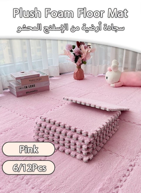 Foam Play Mat 30x30x1cm Puzzle Play Mats Floor for Kids Soft Plush Interlocking Foam Mat Set with Edges for Floor Protection Yoga Fitness Workout Mats kids Play Mats (pink)