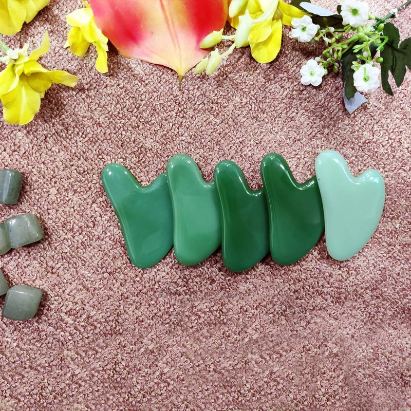 TechPro Gua Sha Facial Tool, Natural Jade Stone Guasha Board For SPA Acupuncture Therapy Trigger Point Treatment, Scraping Massager Tool, Face Roller And Manual Massage Stone For Skin Care - Image 4