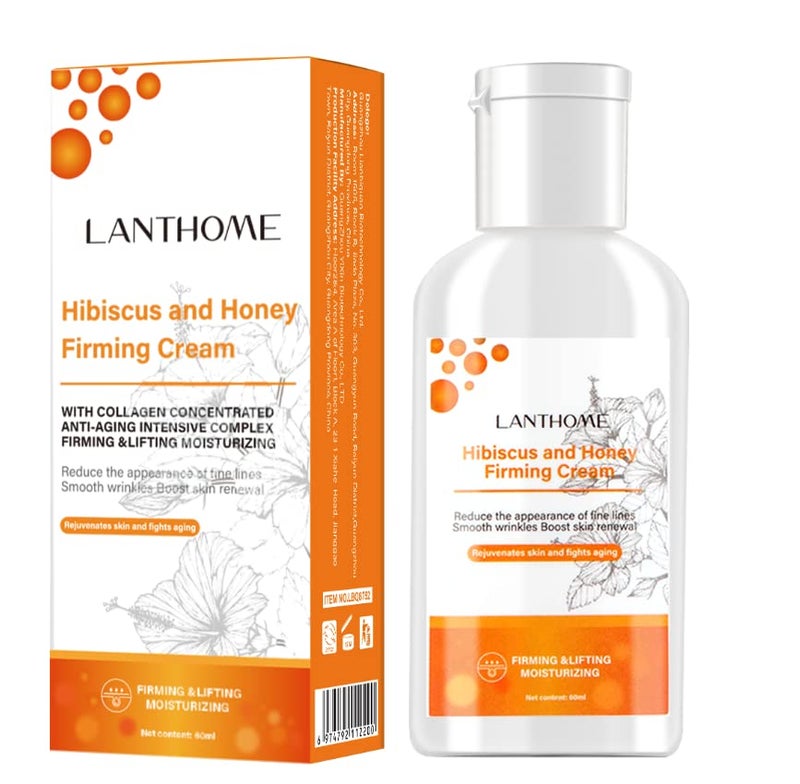 Lanthome Hibiscus and Honey Firming Cream60ML Neck Firming Skin Tightening Cream With Collagen Hyaluronic Acid Reduces the Look of Neck LinesTightens Smooths