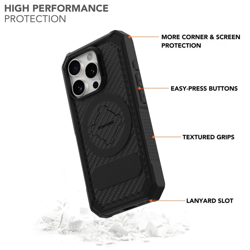Rokform Rugged Case Compatible with iPhone 16 Pro, Magnetic Cover (Black) - Image 3