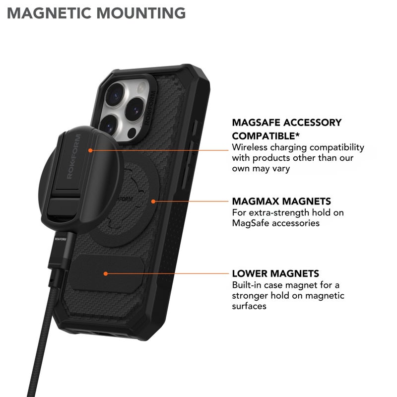 Rokform Rugged Case Compatible with iPhone 16 Pro, Magnetic Cover (Black) - Image 5