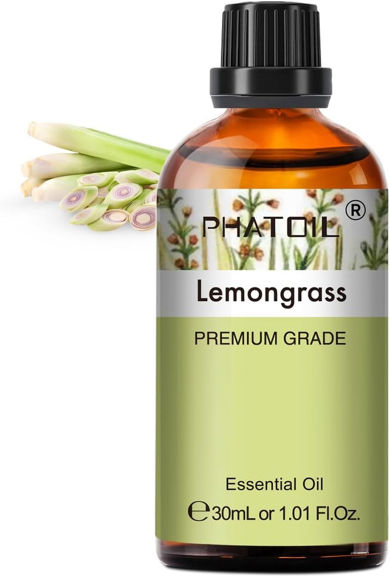 PHATOIL Lemongrass Essential Oil 30ML, Premium Grade, Pure Essential Oils for Diffusers for Home, Perfect for Aromatherapy, Diffuser, Humidifier, Candle Making - Image 1