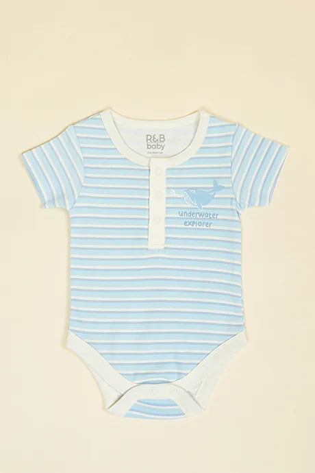 أر أند بي 3 Pack Printed Bodysuits with Short Sleeves