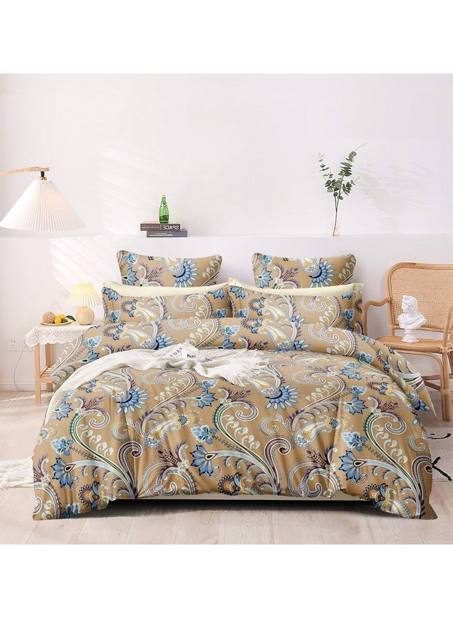 THE HOME STYLE THE HOME STYLE Super Soft Glace Cotton King Size AC Comforter ll Blanket ll Duvet with 1 King Size Elastic Fitted Bedsheet 72"x78" Inch and 2 Pillow Cover (Pack of 4, Burly Wood)  - Image 1