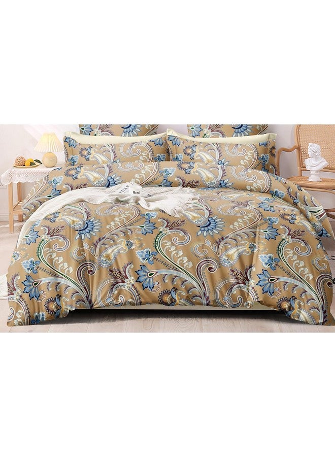 THE HOME STYLE THE HOME STYLE Super Soft Glace Cotton King Size AC Comforter ll Blanket ll Duvet with 1 King Size Elastic Fitted Bedsheet 72"x78" Inch and 2 Pillow Cover (Pack of 4, Burly Wood)  - Image 3