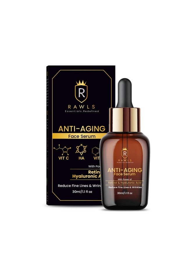 RAWLS Face Serum for Glowing Skin,30ML|Anti-Aging Serum with Retinol,Hyaluronic Acid & Vitamin C|Reduces Fine Lines,Wrinkles & Boosts Collagen|Lightweight & Non-Sticky|For Women & Men|All Skin Types - Image 1