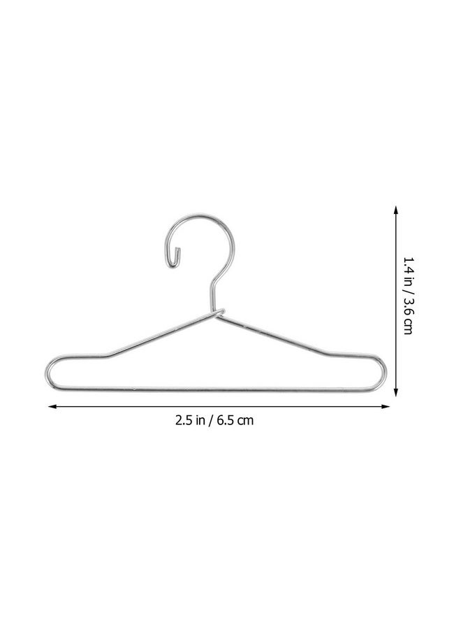 HEALLILY 20 Pcs Doll Clothes Hangers Dollhouse Miniature Wire Hangers Metal Hangers For Doll Dress Necklaces (6.5Cm Silver)  - Image 2