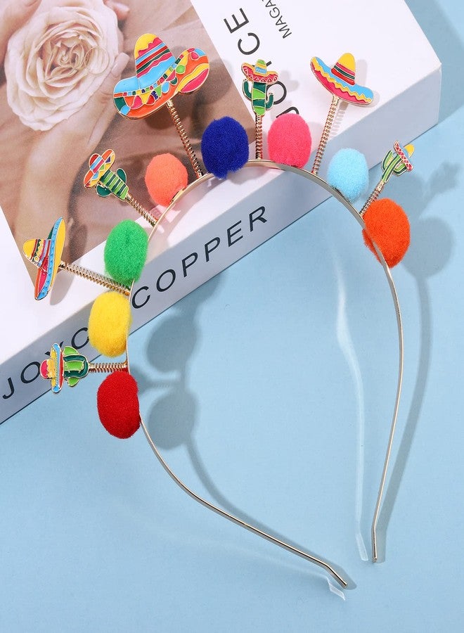 CEALXHENY Cinco De Mayo Headbands for Women, Mexican Fiesta Hairbands, Colorful Sombrero Chili Cactus Headband Mexican Hair Accessory (Pattern F) - Image 3