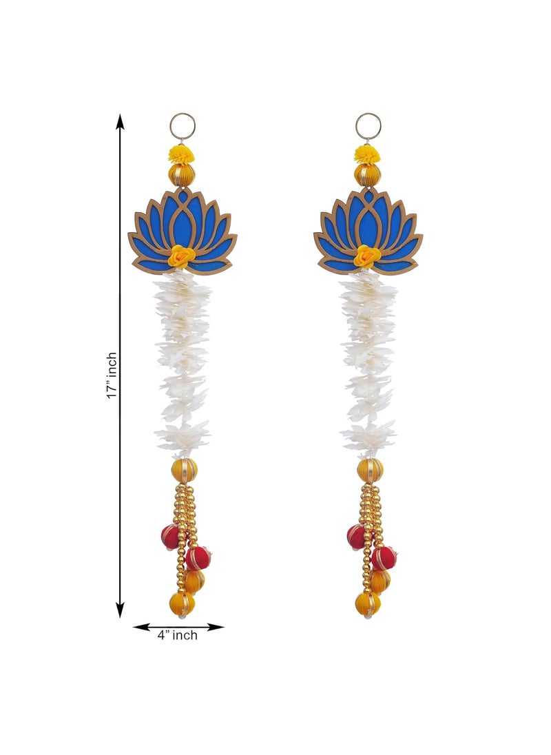 Webelkart Webelkart Premium Multicolor Lotus Wall Hanging |Lotus Back Drop Hanging | Wall Decor |Temple Decor Wall Hanging Home and Office Decor (Set of 2) 17" Inches  - Image 3