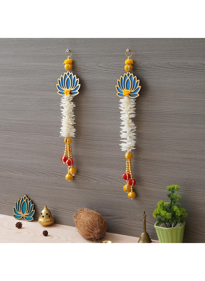 Webelkart Webelkart Premium Multicolor Lotus Wall Hanging |Lotus Back Drop Hanging | Wall Decor |Temple Decor Wall Hanging Home and Office Decor (Set of 2) 17" Inches  - Image 2