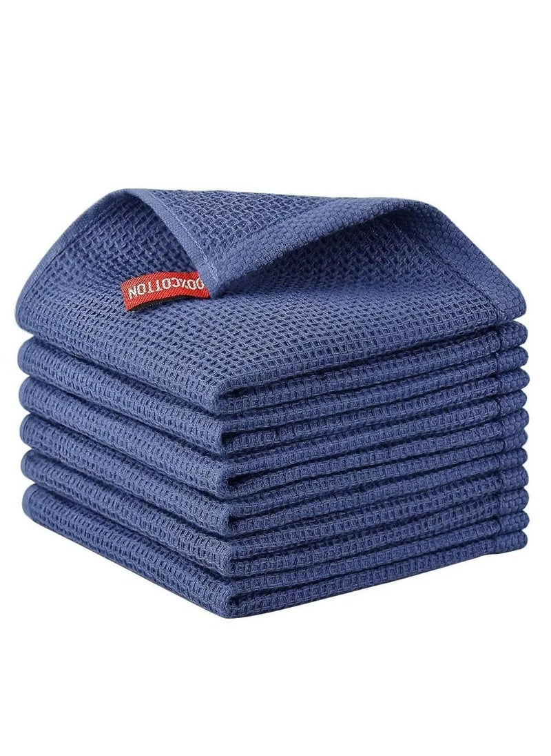 100% Cotton Kitchen Dish Cloths, 6-Pack Ultra Soft Absorbent Quick Drying Dish Towels, Quick Drying Tea Towels Set, 12x12 Inches, Navy Blue - Image 1