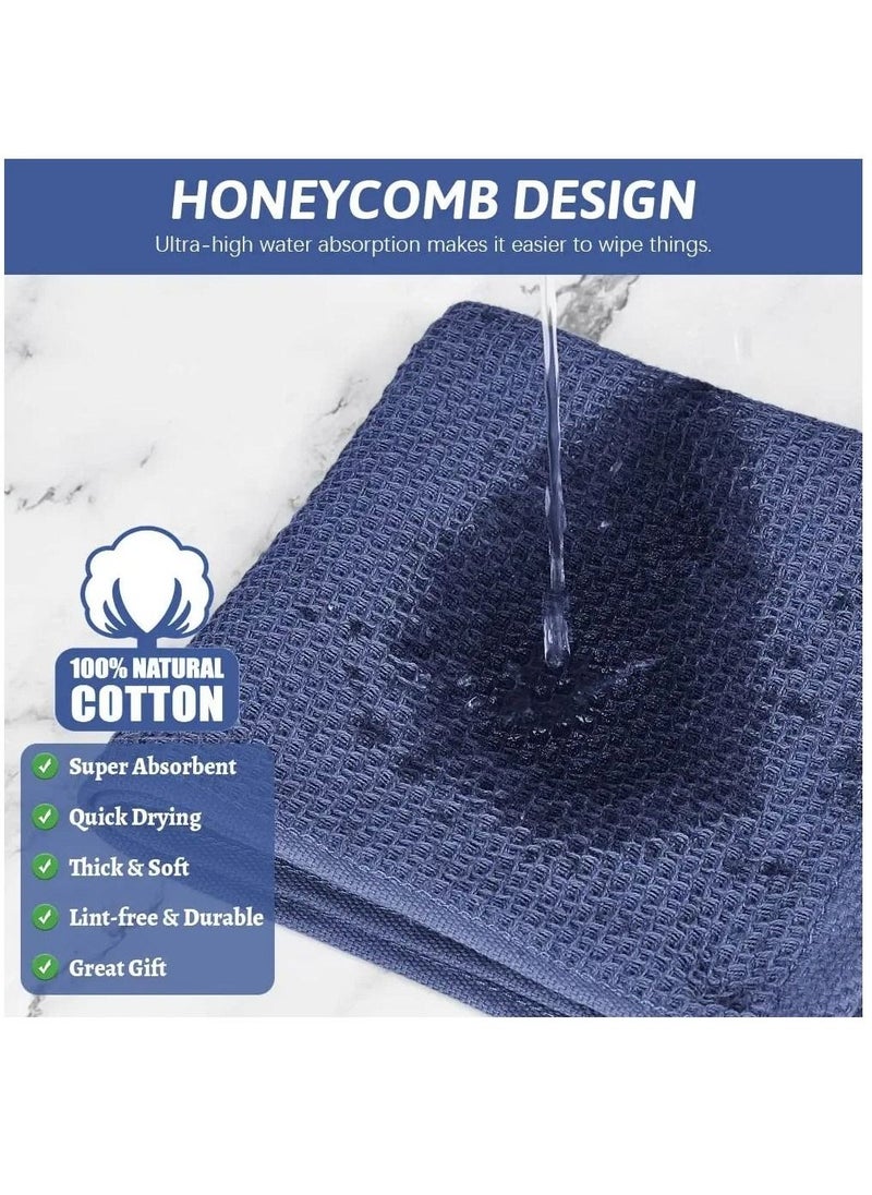 100% Cotton Kitchen Dish Cloths, 6-Pack Ultra Soft Absorbent Quick Drying Dish Towels, Quick Drying Tea Towels Set, 12x12 Inches, Navy Blue - Image 2