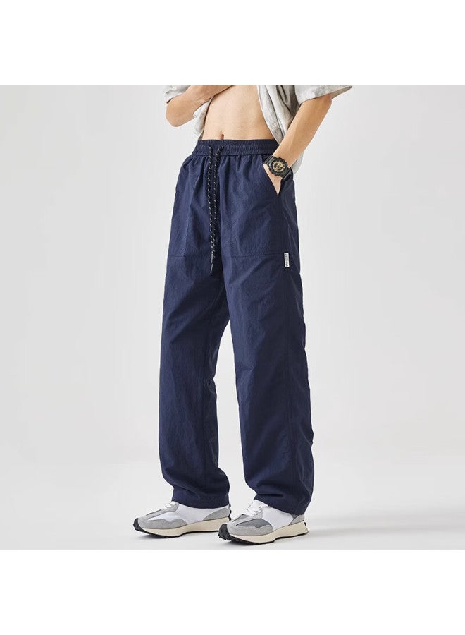 Wassup Sohot Casual Pants For Men, Summer Trendy Cargo Pants, Ice Silk Quick-dry Outdoor Paratrooper Sports Trousers, Navy Blue, 3XL - Image 3