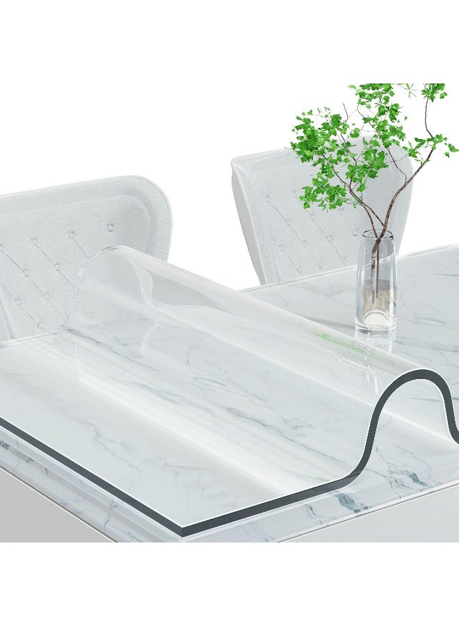ETECHMART ETECHMART Clear Plastic Table Cover Protector Rectangle 36 x 60 Thick Waterproof Transparent Table Protector for Dining Table NonSlip Heat Resistant Clear Desk Mat for Kitchen Office Desktop  - Image 2