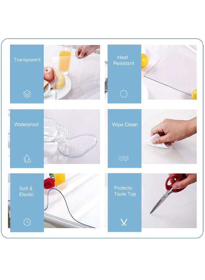 ETECHMART ETECHMART Clear Plastic Table Cover Protector Rectangle 36 x 60 Thick Waterproof Transparent Table Protector for Dining Table NonSlip Heat Resistant Clear Desk Mat for Kitchen Office Desktop  - Image 4