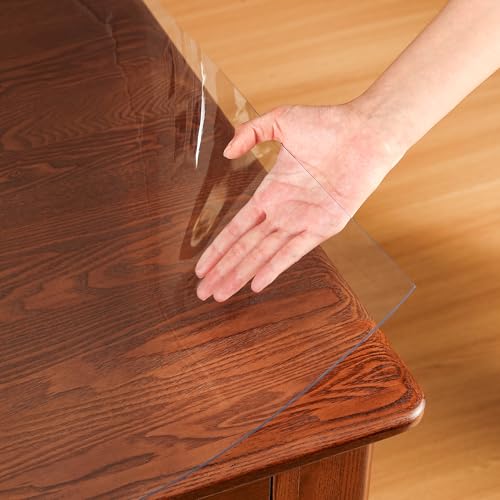 ETECHMART ETECHMART Clear Plastic Table Cover Protector Rectangle 36 x 60 Thick Waterproof Transparent Table Protector for Dining Table NonSlip Heat Resistant Clear Desk Mat for Kitchen Office Desktop  - Image 1