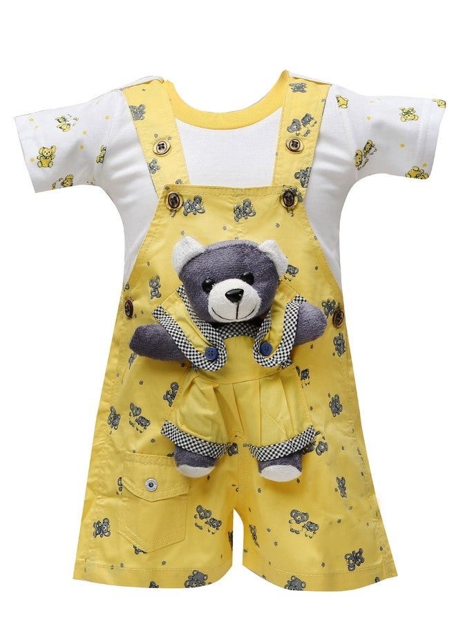 Balloons Unisex Baby Romper Cotton-Dungaree Set (Yellow, 0-6 Months) - Image 1