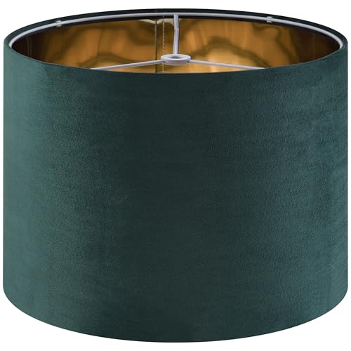 GO&SO GOSO Green Velvet Medium Lamp Shades Drum Lamp Shades 13 Top x 13 Bottom x 10 High Spider Modern Lampshade for Table Lamps Floor Lamps Bedside Lamps Assembly Required By GOSO - Image 1