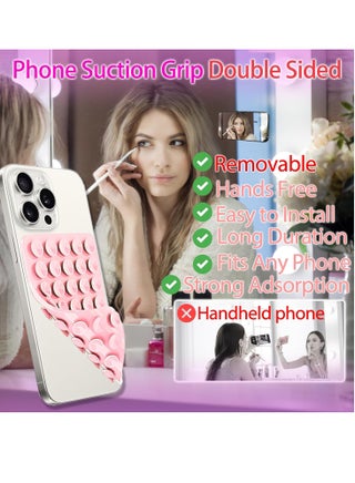 2 Pack Silicone Suction Cup Phone Case Mount Double Sided, Phone Accessories Hands-Free Strong Grip Holder for Selfies and Videos, Silicon Phone Stand Sticky for iPhone and Android Lavender - view 2