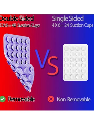 2 Pack Silicone Suction Cup Phone Case Mount Double Sided, Phone Accessories Hands-Free Strong Grip Holder for Selfies and Videos, Silicon Phone Stand Sticky for iPhone and Android Lavender - view 3