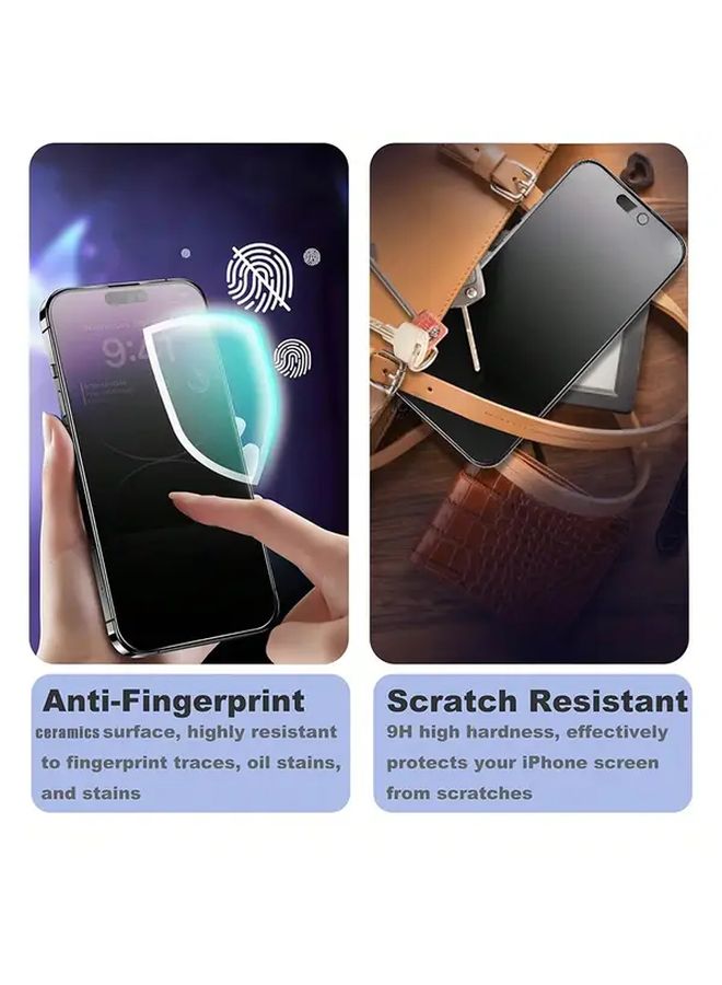 حمايتان للشاشة لهاتف iPhone 11 Pro باللون الأسود، فيلم سيراميك عالي الجودة غير زجاجي، فيلم ناعم، حماية الخصوصية مع لمسة غير لامعة - Image 4