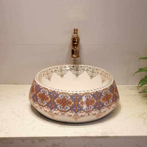 B Backline Moroccan Wash Basin for Bathroom 40 X 40 X 14 Cm | Tabletop Washbasin | Countertop Basins For Bathroom/Restaurant/Hotel/Living Rooms - Image 1