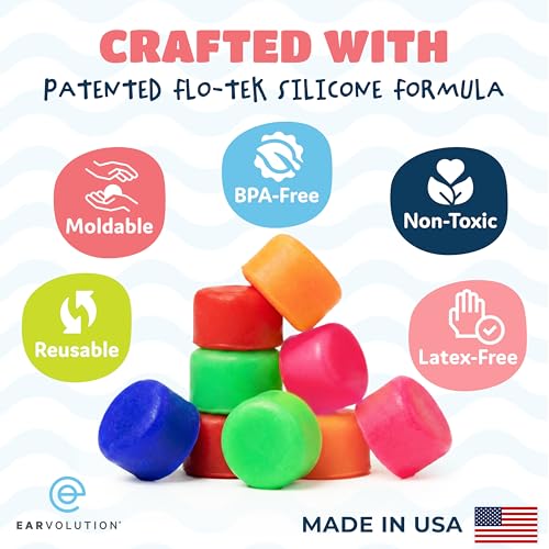 Putty Buddies Earvolution Floating Putty Buddies Swim Earplugs - Doctor-Invented, Made in USA, Moldable Premium Silicone Plugs Help Prevent Swimmer's Ear, 10 Pair Pack - Blue - Image 4