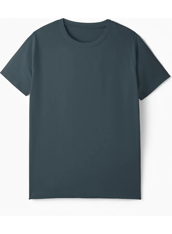 JUNE June Kids Short Sleeve 2-Pack Plain Tshirt Turquoise - Smoke