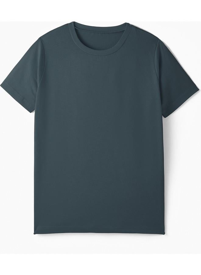 جون طقم تيشيرتات قطنية سادة بأكمام قصيرة للأطفال من يونيو - قطعتان - تركواز - رمادي - Image 4