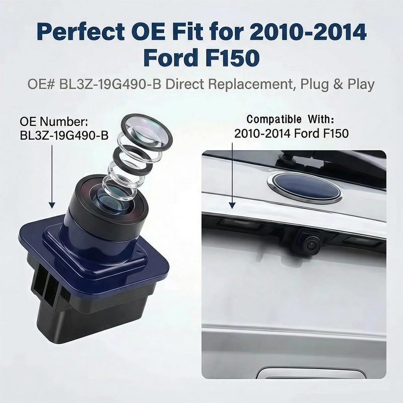 GlymXia Rear View Backup Parking Camera with Dynamic Line for Ford F150 2010 2011 2012 2013 2014 Original Replacement Plug and Play Reverse Camera - Image 2