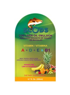 elp essential Emulsion de Scods Frutas Tropicales Cod Liver Oil Emulsion Tropical Fruits 200ml Vitamin A + D + E & B1  - Image 4