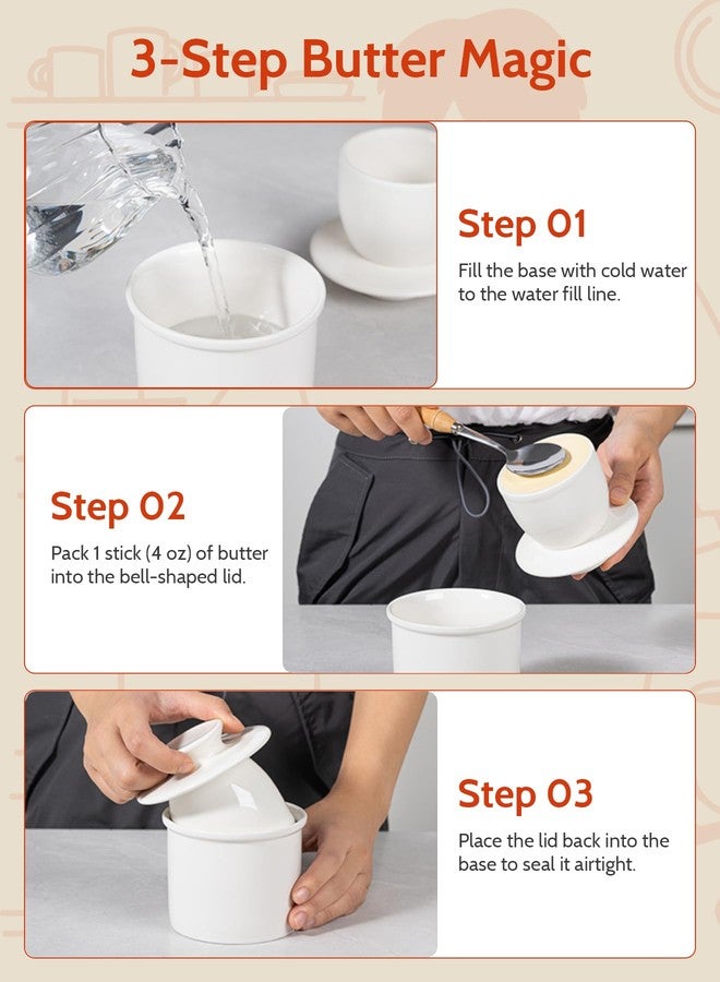 سويز طبق زبدة سويز الفرنسي مع غطاء - وعاء زبدة للمطبخ مزود بخط ماء لزبدة قابلة للدهن - وداعاً للزبدة الصلبة - فيروزي - Image 5