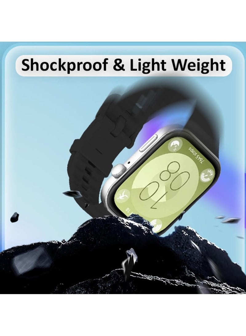 Silicone Strap Compatible with Huawei Watch Fit 3, Adjustable Silicone Sport Watch Band Replacement Wristband for Men Women (Black) - Image 4