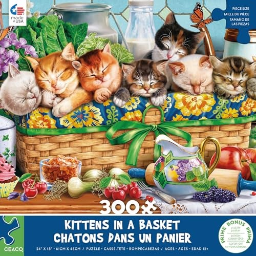 Ceaco Kittens in a Basket 300 Piece Jigsaw Puzzle - Image 1