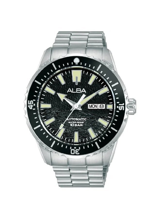 Alba Active Black Tide Automatic Men’s Watch AL4743X1, 44.5 mm Black Dial, Stainless Steel Case & Bracelet, 100 m WR - Image 5
